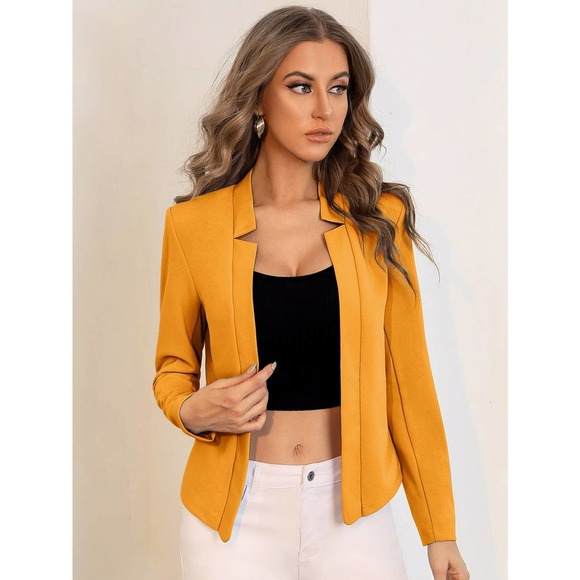 V Notch collar Blazer minimalist jacket white - Picture 4 of 12